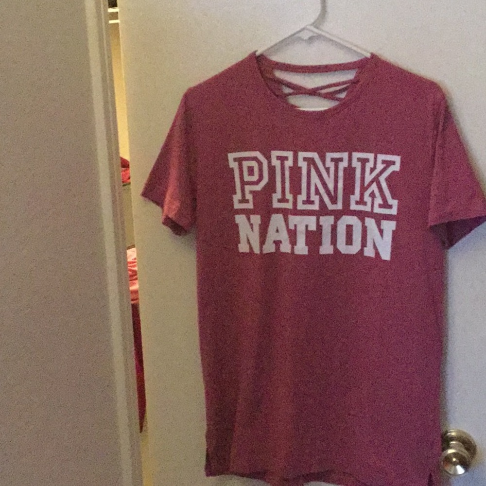 Pink Nation tie back tee